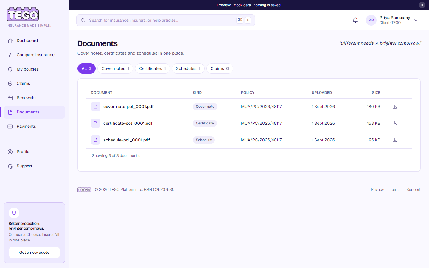 Screenshot: /app/client/documents