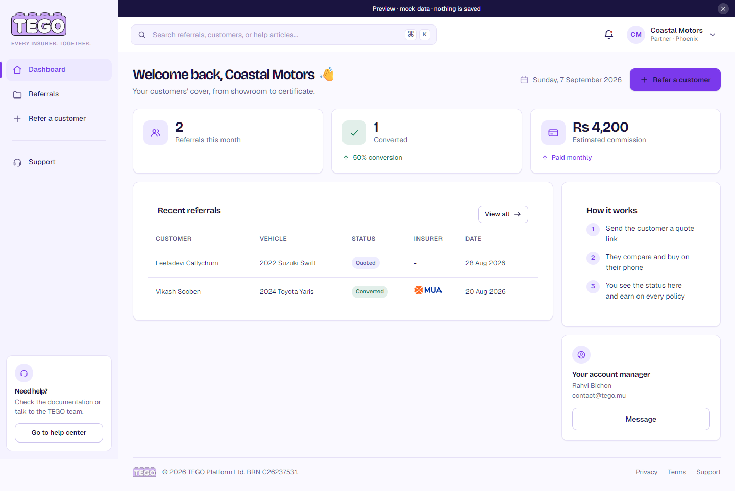 Screenshot: /app/partner/dashboard