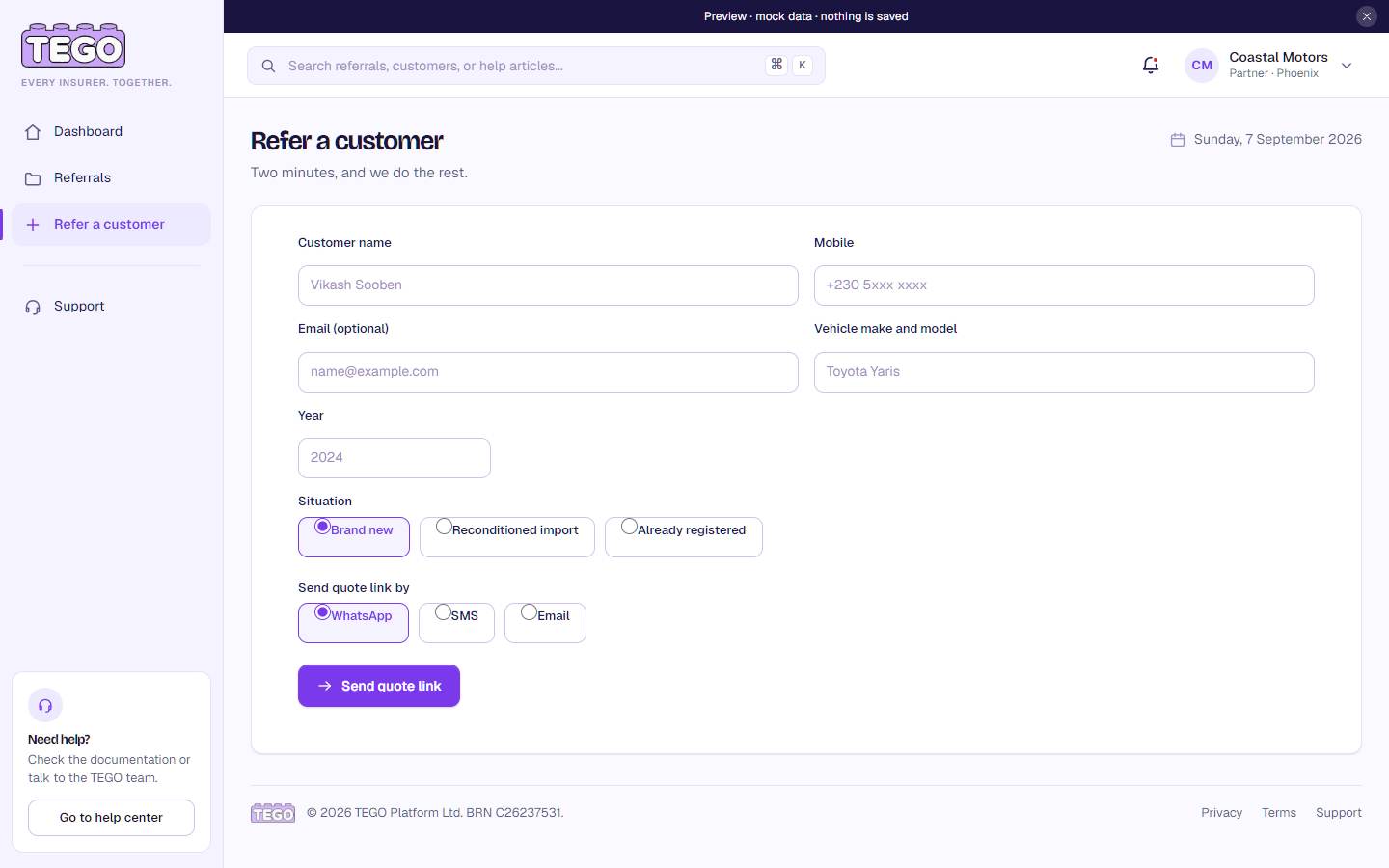 Screenshot: /app/partner/refer