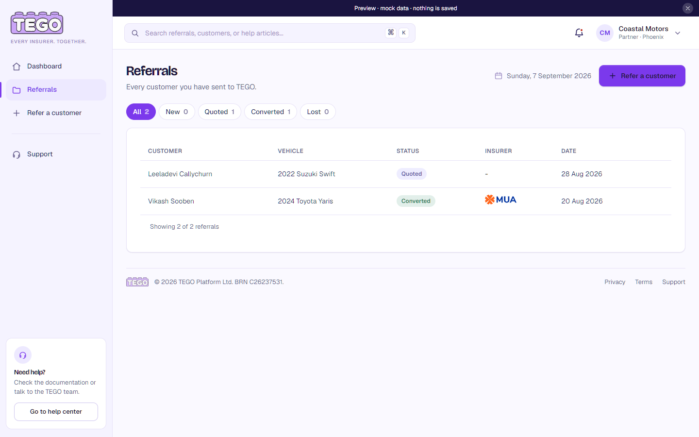 Screenshot: /app/partner/referrals